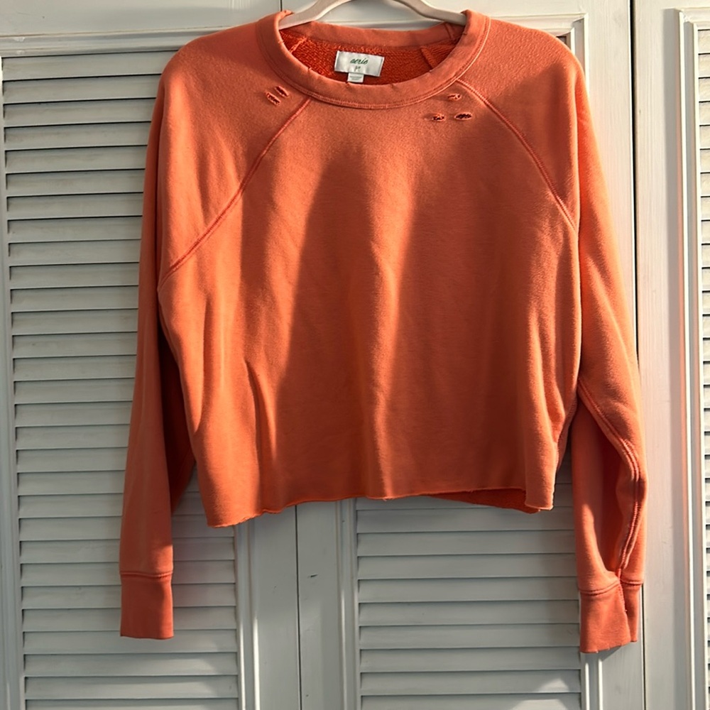 Cropped Coral Aerie Sweatshirt